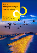 1st  page brochure Fujitsu Enterprise Postgres training
