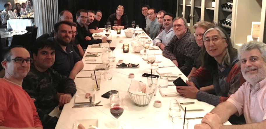 PGCon 2019 dinner hosted by Fujitsu, with various core members of the PostgreSQL community
